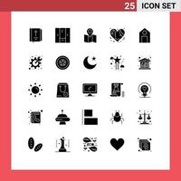 Stock Vector Icon Pack mit 25 Linienzeichen und Symbolen für Liebesmädchen-Interieur-Emotionszeiger editierbare Vektordesign-Elemente