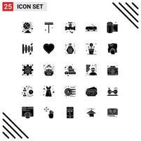 uppsättning av 25 modern ui ikoner symboler tecken för beställnings- rulla mekanisk papper bil redigerbar vektor design element