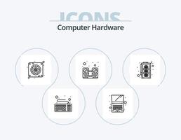 Computer-Hardware-Line-Icon-Pack 5-Icon-Design. Festplatte. Antrieb. Rechner. Lagerung. Zentralprozessor vektor