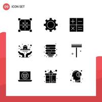 uppsättning av 9 modern ui ikoner symboler tecken för kinesisk försäkring teknologi hus skydd redigerbar vektor design element