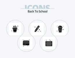 Zurück zum Schul-Glyphen-Icon-Pack 5-Icon-Design. Bildung. Getränk. Unternehmen. Schulmaterial. Topf vektor