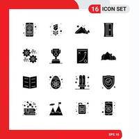 Aktienvektor-Icon-Pack mit 16 Zeilenzeichen und Symbolen für Geldwerkzeug Bergspitzer Szene editierbare Vektordesign-Elemente vektor