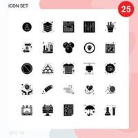 grupp av 25 fast glyfer tecken och symboler för penna inställning internet alternativ text redigerbar vektor design element