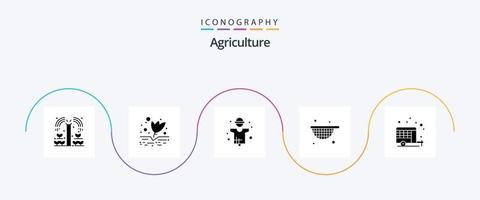 Landwirtschafts-Glyphe 5 Icon Pack inklusive Lager. Lebensmittel. Landwirtschaft. Landwirtschaft. Produktion vektor