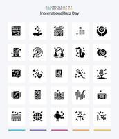 Creative International Jazz Day 25 Glyph Solid Black Icon Pack wie . abspielen. Hand. Musik. vektor