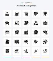 kreativ företag och förvaltning 25 glyf fast svart ikon packa sådan som innovativ bearbeta. aning förvaltning. kalender. inställningar. företag vektor