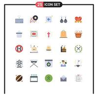 Stock Vector Icon Pack mit 25 Linienzeichen und Symbolen für Insignien wertvoller Pfeil Schmuck Mode editierbare Vektordesign-Elemente