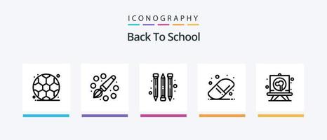 Back to School Line 5 Icon Pack inklusive Morgen. Sonne. lernen. Schule. Bildung. kreatives Symboldesign vektor