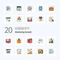 20 Marketing-Wachstum flache Farbe Icon Pack wie Graph-Wachstum Mailing-Finanzwachstum vektor