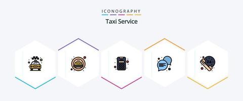 Taxi-Service 25 gefüllte Linien-Icon-Pack inklusive. überleben. Kredit. Anruf. Dialog vektor