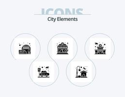 stad element glyf ikon packa 5 ikon design. . polis. elektrisk. byggnad. kaffe affär vektor