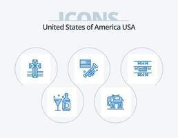 USA-Blau-Icon-Pack 5-Icon-Design. amerikanisch. Ammern. amerikanisch. amerikanisch. Lautsprecher vektor