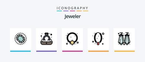 smycke linje fylld 5 ikon packa Inklusive mode. Smycken. Kolla på. Smycken. kreativ ikoner design vektor