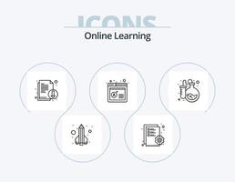 Online-Lern-Line-Icon-Pack 5 Icon-Design. passieren. Schule. Lern-Apps. Bildung. Online-Test vektor