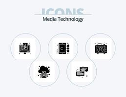 Medientechnologie-Glyphen-Icon-Pack 5-Icon-Design. Ziel. Fokus. Plaudern. Zelle. online vektor