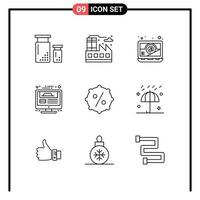 Stock Vector Icon Pack mit 9 Zeilen Zeichen und Symbolen für Preisbericht Computer Website Design Webseite editierbare Vektordesign-Elemente