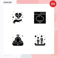 Satz von 4 Vektor-Solid-Glyphen auf Gitter für handbearbeitete Vektordesign-Elemente des christlichen Kommunikationsrings des Diamanten vektor