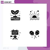 4 kreative Symbole, moderne Zeichen und Symbole für Video, Natur, Meer, Hobbys, bearbeitbare Vektordesign-Elemente vektor