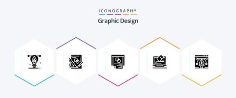 Grafikdesign 25 Glyphen-Icon-Pack inklusive Daten. Mathematik . Erfolg. Layout vektor