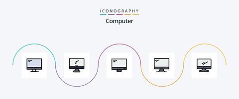 Computerzeile gefülltes flaches 5-Icon-Paket einschließlich . . vektor