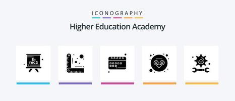 Academy Glyph 5 Icon Pack inklusive Engineering. Akademie. Lernen. Weisheit. Wissen. kreatives Symboldesign vektor