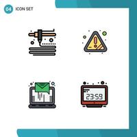 4 gefülltes flaches Farbkonzept für mobile Websites und Apps, die das Senden von Warn-E-Mails mit computerbearbeitbaren Vektordesignelementen modellieren vektor