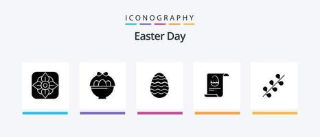 Ostern Glyphe 5 Icon Pack inklusive Frühling. Ostern. Osterei. Kätzchen. Äster. kreatives Symboldesign vektor