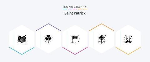 Saint Patrick 25 Glyphen-Icon-Pack mit Gesichtsbehaarung. irisch. Tag. Irland. Heilige vektor