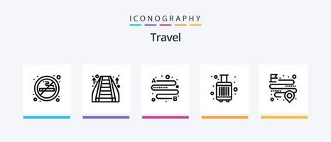 Travel Line 5 Icon Pack inklusive . Foto. Unterkunft. Kamera. ländlich. kreatives Symboldesign vektor