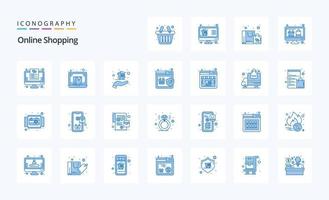 25 Online-Shopping-Blau-Icon-Pack vektor