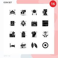editierbares Vektorlinienpaket mit 16 einfachen soliden Glyphen der Zahnarztentwicklungsübung, die api editierbare Vektordesignelemente kodiert vektor