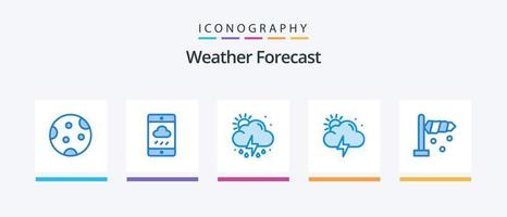 Weather Blue 5 Icon Pack inklusive Richtung. Sonne. Regen. Wetter. Wetter. kreatives Symboldesign vektor