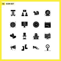 uppsättning av 16 modern ui ikoner symboler tecken för plats lån fördel låna taktik redigerbar vektor design element