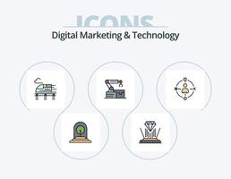 digitales Marketing und Technologielinie gefüllt Icon Pack 5 Icon Design. persönlich. Technologie. künstlich. Headset. virtuell vektor