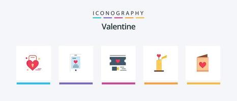 valentine platt 5 ikon packa Inklusive hjärta. kärlek. cell. dag. alla hjärtans dag. kreativ ikoner design vektor