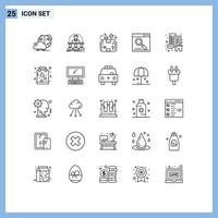 Mobile Interface Line Set aus 25 Piktogrammen zur Optimierung der Verpackungslogistik von Engine Instructor, editierbare Vektordesign-Elemente vektor