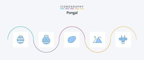 Pongal Blue 5 Icon Pack inklusive Totenkopf. Stier. Ägypten. Tiere. Sonne vektor
