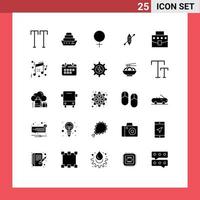 Stock Vector Icon Pack mit 25 Linienzeichen und Symbolen für Geburtstagsgeschäft Zeichen Tasche Schiff editierbare Vektordesign-Elemente