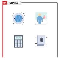 Packung mit 4 kreativen flachen Symbolen der Kommunikation berechnen weltweit bearbeitbare Vektordesign-Elemente für Diagrammgeräte vektor