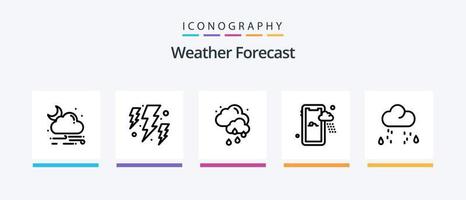 Weather Line 5 Icon Pack inklusive Regen. Wetter. Wetter. Blitz. Wetter. kreatives Symboldesign vektor