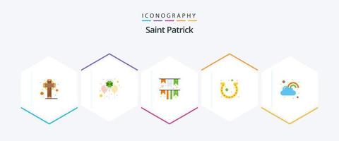 Saint Patrick 25 Flat Icon Pack inklusive Glück. Reichtum. irisch. Festival. irischer Tag vektor