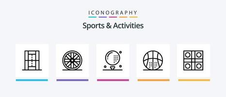 sporter och aktiviteter linje 5 ikon packa Inklusive spel. friidrott. team. aktiviteter. ludo spel. kreativ ikoner design vektor