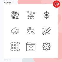 uppsättning av 9 modern ui ikoner symboler tecken för ljuv lolipop bank godis varna redigerbar vektor design element