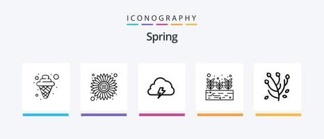 Spring Line 5 Icon Pack inklusive Blatt. Regen. Herz. Pflanze, Anlage. Garten. kreatives Symboldesign vektor