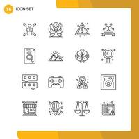 Stock Vector Icon Pack mit 16 Linienzeichen und Symbolen für Väter feiern Business Sign Fire editierbare Vektordesign-Elemente
