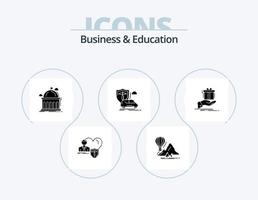 företag och utbildning glyf ikon packa 5 ikon design. försäkring. bil. camping. universitet. utbildning vektor