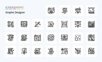 25 Grafikdesigner-Linien-Icon-Pack vektor
