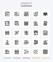 Creative Arcade 25 Gliederungs-Icon-Pack wie Wettbewerb. Spiele. Ziegel. würfelt. Spielzeuge vektor