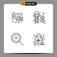 piktogram uppsättning av 4 enkel fylld linje platt färger av musik zoom skola vatten jul redigerbar vektor design element