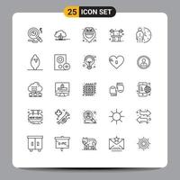25 kreative Symbole moderne Zeichen und Symbole der Frist Turnhalle Buch Fitness Bank editierbare Vektordesign-Elemente vektor
